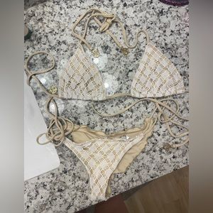 Gold beige sparkle bikini size small